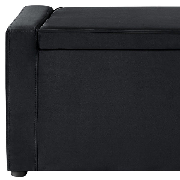 Homeroots 47" Black Upholstered Velvet Bench With Flip Top Black Velvet 530670