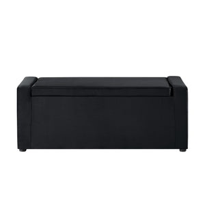 Homeroots 47" Black Upholstered Velvet Bench With Flip Top Black Velvet 530670
