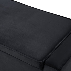 Homeroots 47" Black Upholstered Velvet Bench With Flip Top Black Velvet 530670