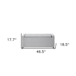 Homeroots 47" Gray And Black Upholstered Velvet Bench With Flip Top Grey Velvet 530671