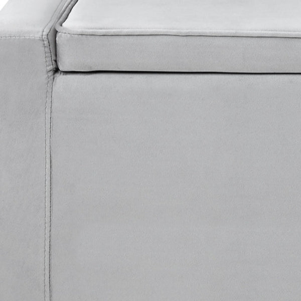 Homeroots 47" Gray And Black Upholstered Velvet Bench With Flip Top Grey Velvet 530671