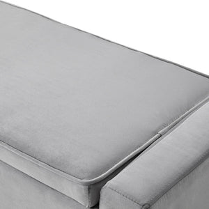 Homeroots 47" Gray And Black Upholstered Velvet Bench With Flip Top Grey Velvet 530671