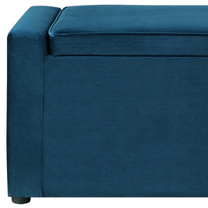 Homeroots 47" Navy Blue And Black Upholstered Velvet Bench With Flip Top Navy Velvet 530672