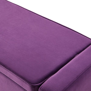 Homeroots 47" Purple And Black Upholstered Velvet Bench With Flip Top Purple Velvet 530673
