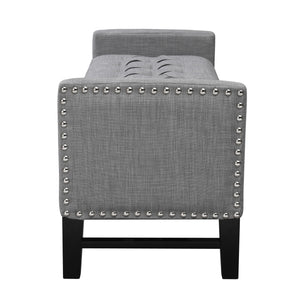 Homeroots 50" Light Gray And Black Upholstered Linen Bench With Flip Top Light Grey,Linen Linen 530675