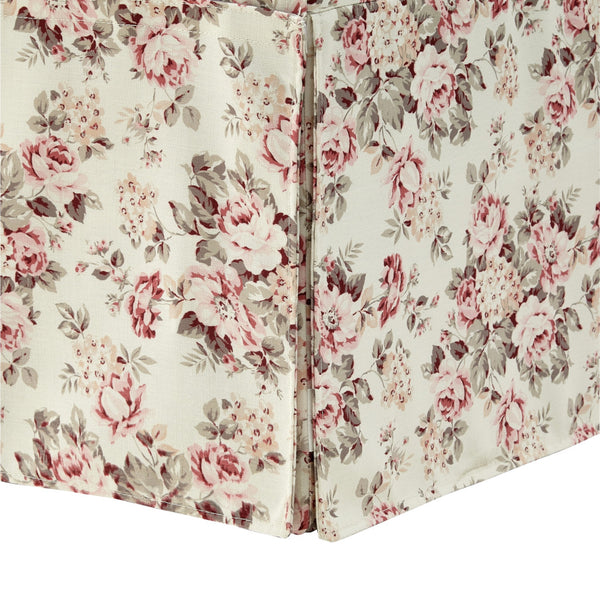 Homeroots 20" White And Red Linen Upholstered Floral Storage Bench With Shoe Storage Cluster Red Linen 530676