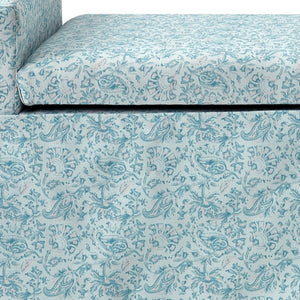 Homeroots 50" Blue Upholstered Linen Bench With Flip Top Indes Blue Ground Linen 530677