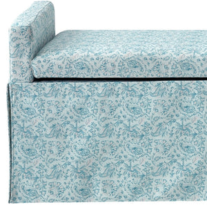 Homeroots 50" Blue Upholstered Linen Bench With Flip Top Indes Blue Ground Linen 530677