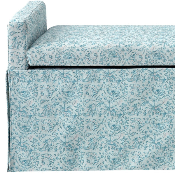 Homeroots 50" Blue Upholstered Linen Bench With Flip Top Indes Blue Ground Linen 530677