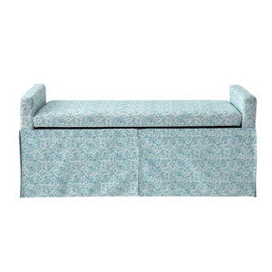 Homeroots 50" Blue Upholstered Linen Bench With Flip Top Indes Blue Ground Linen 530677