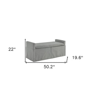 Homeroots 50" Light Gray Upholstered Linen Bench With Flip Top Light Grey Linen 530678