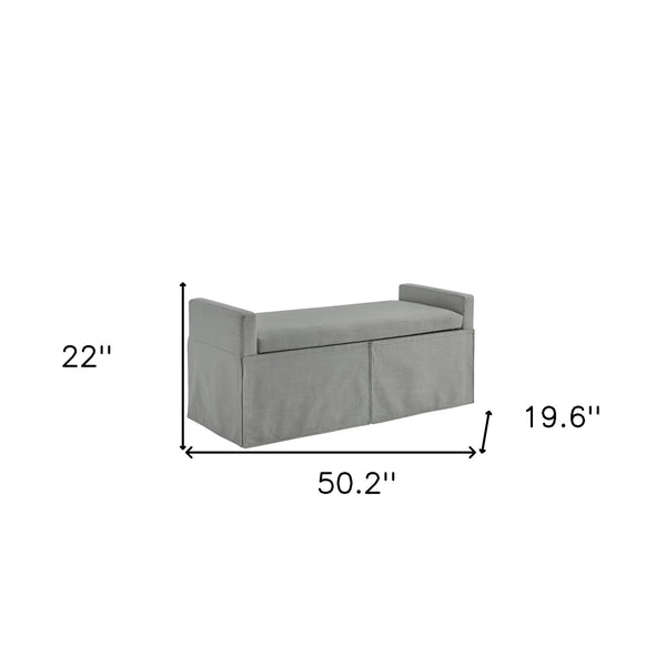 Homeroots 50" Light Gray Upholstered Linen Bench With Flip Top Light Grey Linen 530678