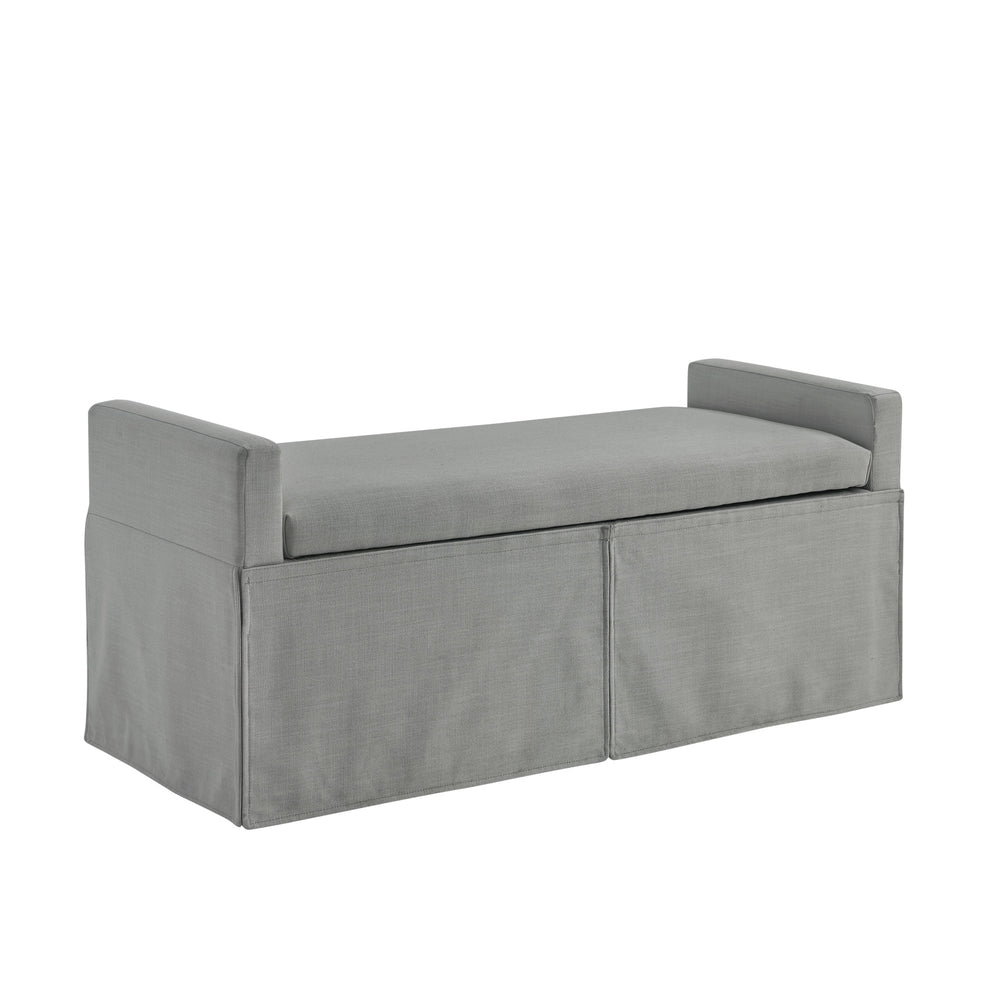 Homeroots 50" Light Gray Upholstered Linen Bench With Flip Top Light Grey Linen 530678
