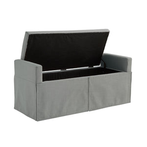 Homeroots 50" Light Gray Upholstered Linen Bench With Flip Top Light Grey Linen 530678