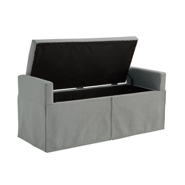 Homeroots 50" Light Gray Upholstered Linen Bench With Flip Top Light Grey Linen 530678