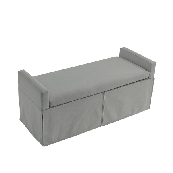 Homeroots 50" Light Gray Upholstered Linen Bench With Flip Top Light Grey Linen 530678