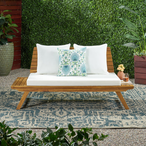English Elm Christopher Knight Home® - SEDONA Acacia Wood Loveseat with Water-Resistant Cushions and Wide Seat Panel for Outdoor Comfort Teak 68.5 L x 32 W x 11.25 H 63745.00WHI