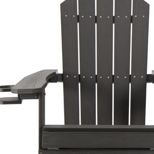 Homeroots 35" Black Heavy Duty Plastic Adirondack Chair Black Plastic,Stainless Steel 530694