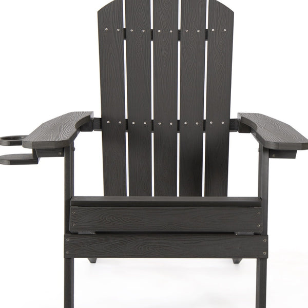 Homeroots 35" Black Heavy Duty Plastic Adirondack Chair Black Plastic,Stainless Steel 530694