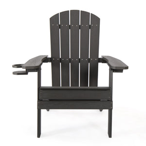Homeroots 35" Black Heavy Duty Plastic Adirondack Chair Black Plastic,Stainless Steel 530694