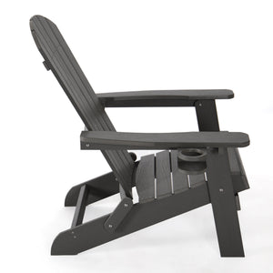Homeroots 35" Black Heavy Duty Plastic Adirondack Chair Black Plastic,Stainless Steel 530694
