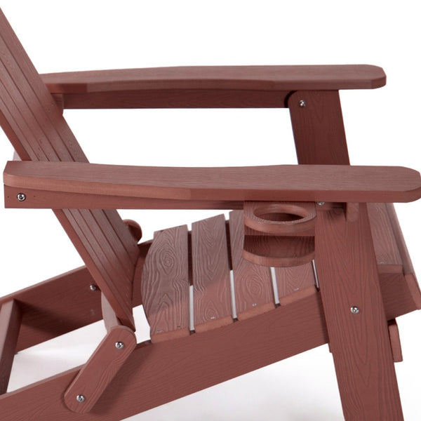 Homeroots 35" Brick Red Heavy Duty Plastic Adirondack Chair Brick Plastic,Stainless Steel 530695