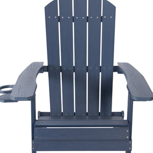 Homeroots 35" Navy Blue Heavy Duty Plastic Adirondack Chair Navy Plastic,Stainless Steel 530696