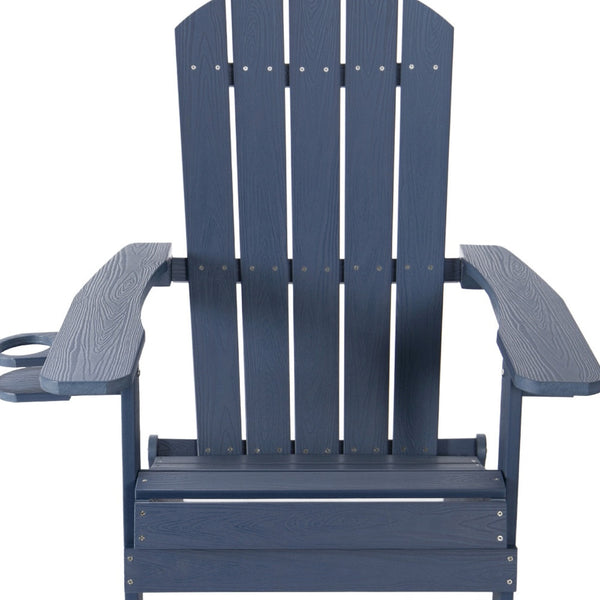 Homeroots 35" Navy Blue Heavy Duty Plastic Adirondack Chair Navy Plastic,Stainless Steel 530696