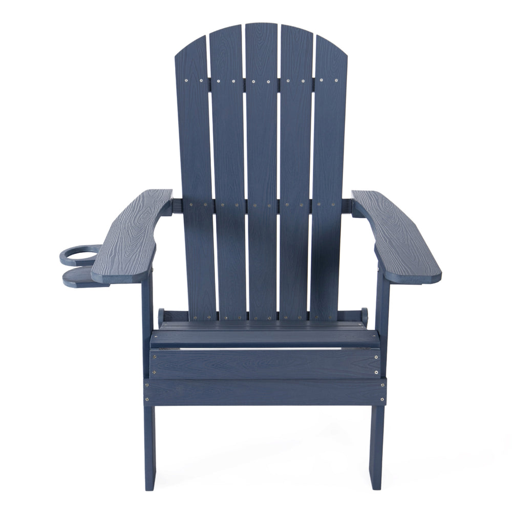 Homeroots 35" Navy Blue Heavy Duty Plastic Adirondack Chair Navy Plastic,Stainless Steel 530696