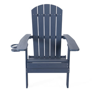 Homeroots 35" Navy Blue Heavy Duty Plastic Adirondack Chair Navy Plastic,Stainless Steel 530696