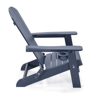 Homeroots 35" Navy Blue Heavy Duty Plastic Adirondack Chair Navy Plastic,Stainless Steel 530696