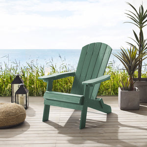 Homeroots 35" Green Heavy Duty Plastic Adirondack Chair Green Plastic,Stainless Steel 530697