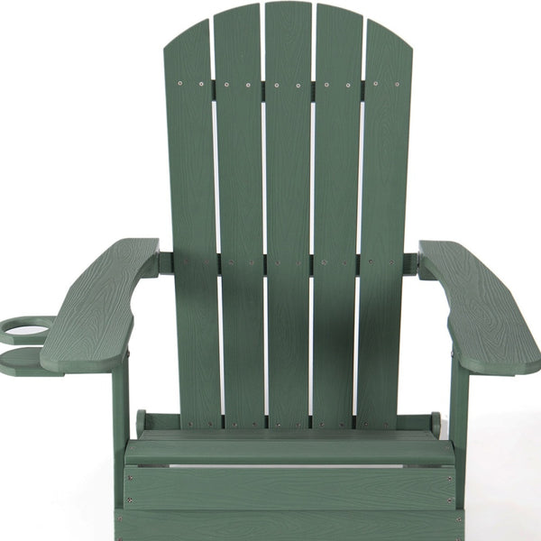 Homeroots 35" Green Heavy Duty Plastic Adirondack Chair Green Plastic,Stainless Steel 530697