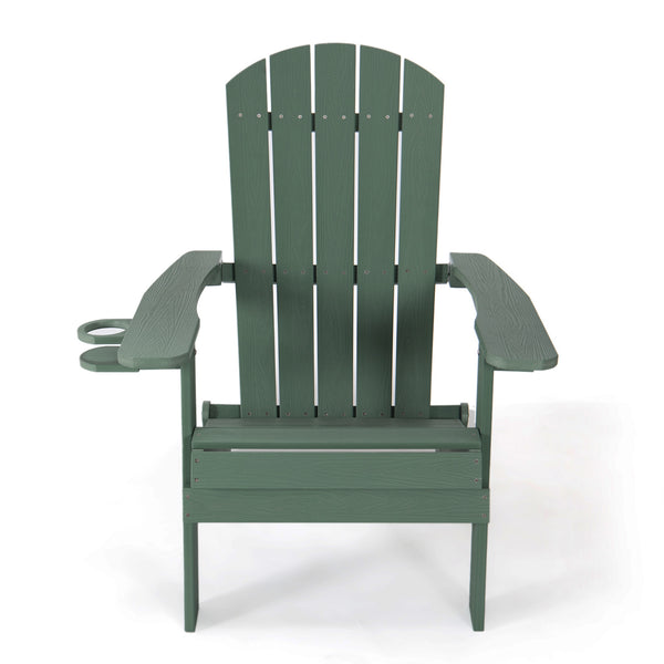 Homeroots 35" Green Heavy Duty Plastic Adirondack Chair Green Plastic,Stainless Steel 530697