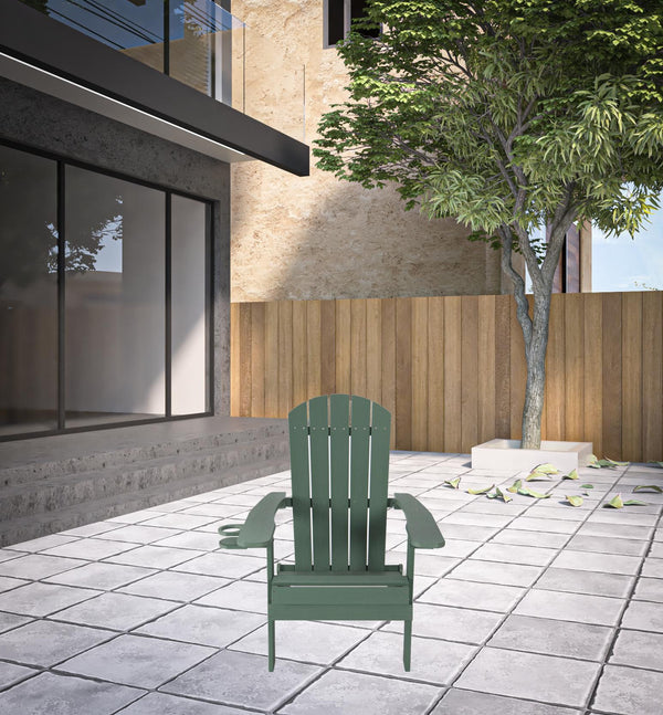 Homeroots 35" Green Heavy Duty Plastic Adirondack Chair Green Plastic,Stainless Steel 530697