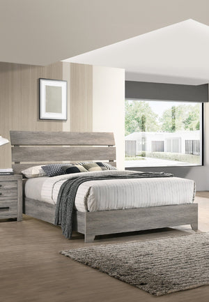 English Elm 1Pc Queen Platform Bed With Curved Headboard - Rustic Weathered Gray Charm For Modern Bedrooms B2741S00400