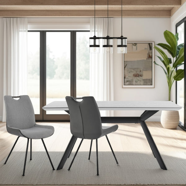 English Elm Palindra Contemporary Dining Chairs Set Of 2 In Gray With Pewter Fabric For Stylish Comfort B2736P354269-GIGA