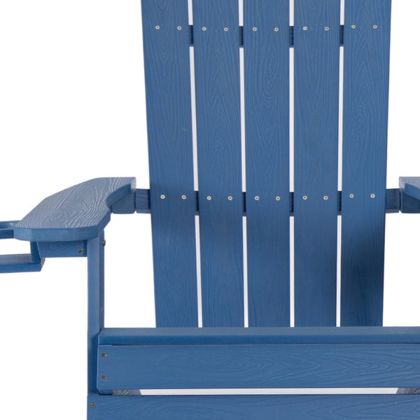 Homeroots 35" Blue Heavy Duty Plastic Adirondack Chair Blue Plastic,Stainless Steel 530700