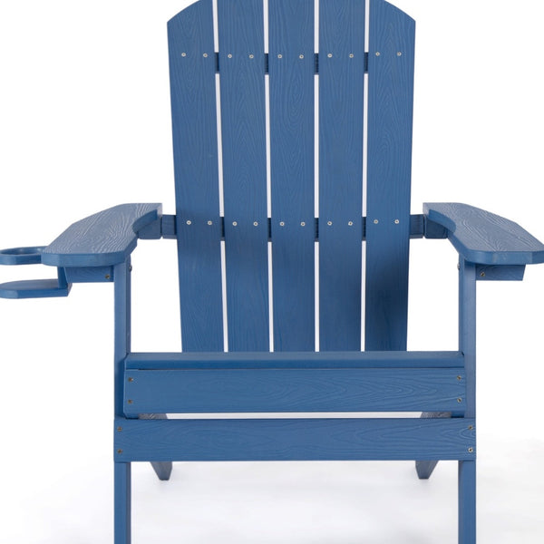 Homeroots 35" Blue Heavy Duty Plastic Adirondack Chair Blue Plastic,Stainless Steel 530700