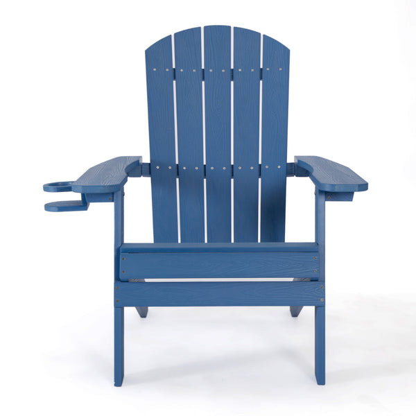 Homeroots 35" Blue Heavy Duty Plastic Adirondack Chair Blue Plastic,Stainless Steel 530700