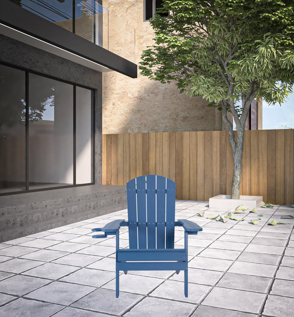 Homeroots 35" Blue Heavy Duty Plastic Adirondack Chair Blue Plastic,Stainless Steel 530700