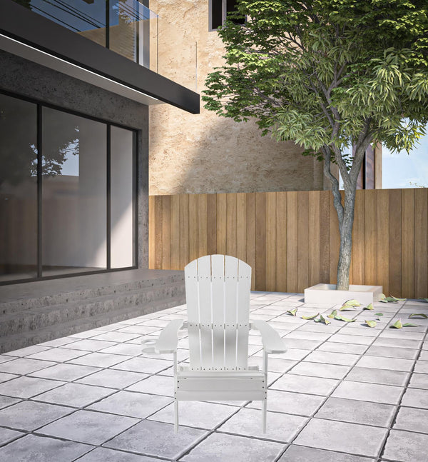 Homeroots 35" White Heavy Duty Plastic Adirondack Chair White Plastic,Stainless Steel 530702