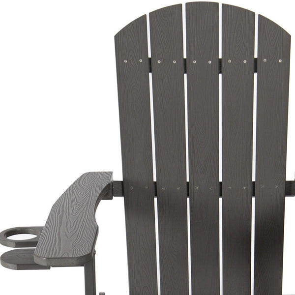 Homeroots 35" Charcoal Heavy Duty Plastic Adirondack Chair Charcoal Grey Plastic,Stainless Steel 530703