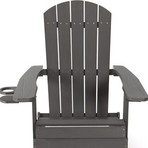 Homeroots 35" Charcoal Heavy Duty Plastic Adirondack Chair Charcoal Grey Plastic,Stainless Steel 530703