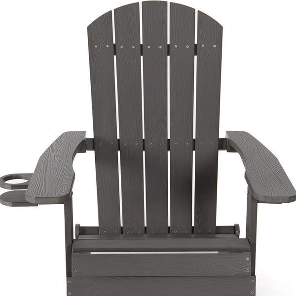 Homeroots 35" Charcoal Heavy Duty Plastic Adirondack Chair Charcoal Grey Plastic,Stainless Steel 530703
