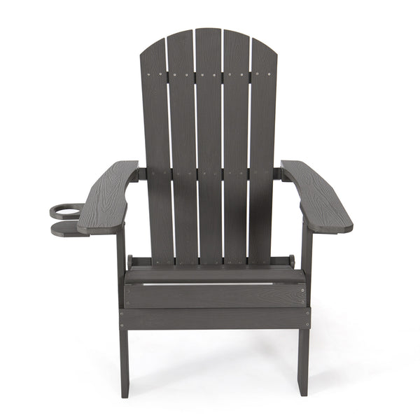 Homeroots 35" Charcoal Heavy Duty Plastic Adirondack Chair Charcoal Grey Plastic,Stainless Steel 530703