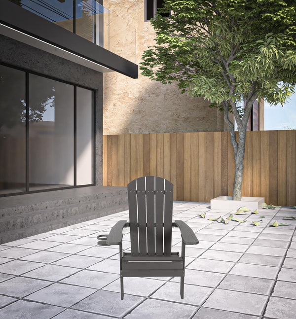 Homeroots 35" Charcoal Heavy Duty Plastic Adirondack Chair Charcoal Grey Plastic,Stainless Steel 530703