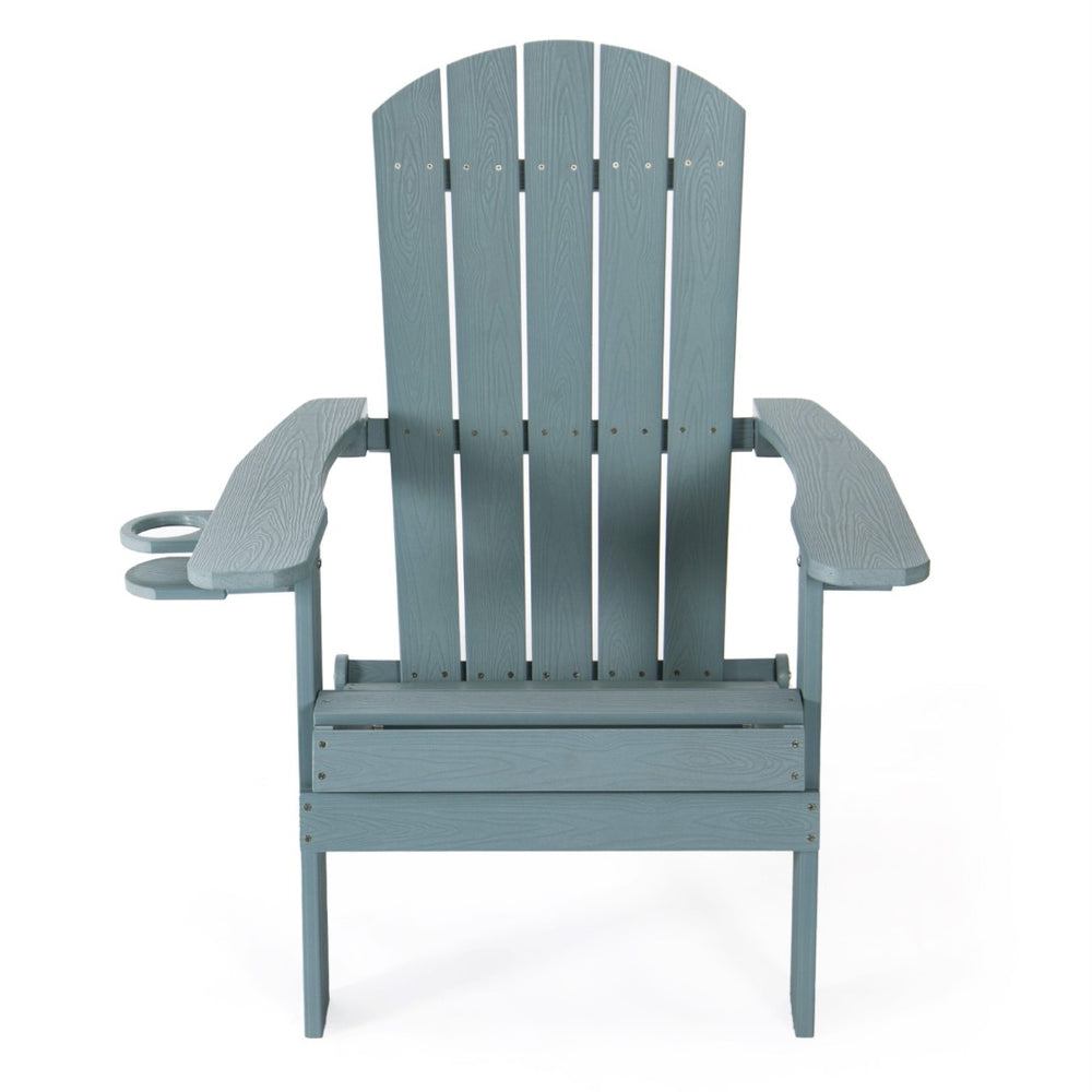 HomeRoots 35" Heavy Duty Plastic Adirondack Chair for Outdoor Relaxation - Durable, Comfortable, Timeless Style Aqua 530704