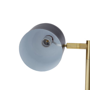 Homeroots 58" Black And Gold Two Light Floor Lamp With Black Bell Shade Black Metal 530707