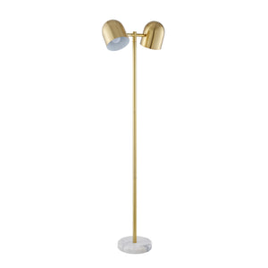 Homeroots 58" Gold And White Two Light Floor Lamp With Brass Bell Shades Brass Metal 530708